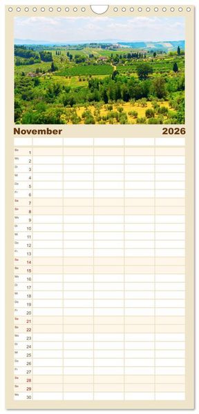 Produktbild: Familienplaner 2026 - San Gimignano, die Stadt der T&uuml;rme mit 5 Spalten (Wandkalender, 21 x 45 cm) CALVENDO