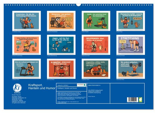 Produktbild: Kraftsport, Hanteln und Humor (Wandkalender 2026 DIN A2 quer), CALVENDO Monatskalender