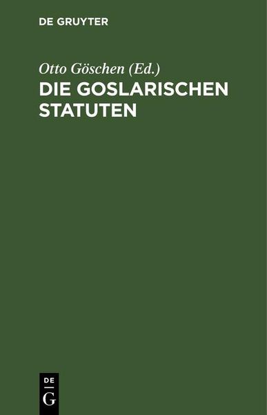 Produktbild: Die goslarischen Statuten