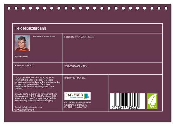 Produktbild: Heidespaziergang (Tischkalender 2026 DIN A5 quer), CALVENDO Monatskalender