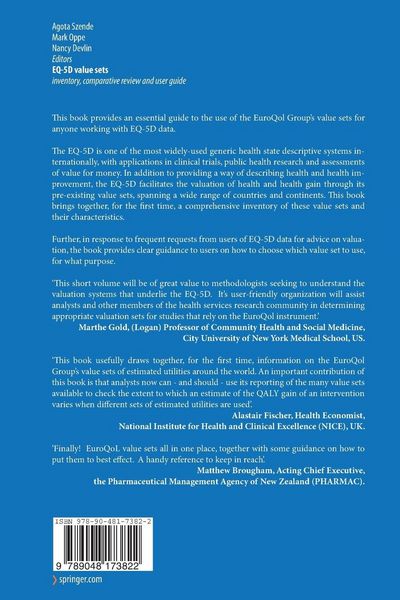Produktbild: EQ-5D Value Sets: Inventory, Comparative Review and User Guide