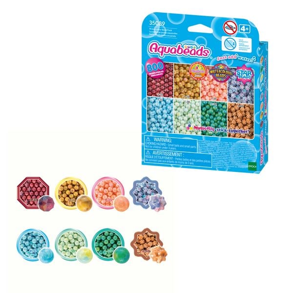 Produktbild: Aquabeads 35089 - Aquarellperlen, 800 Bastelperlen in 8 Aquarellfarben, Nachf&uuml;llset