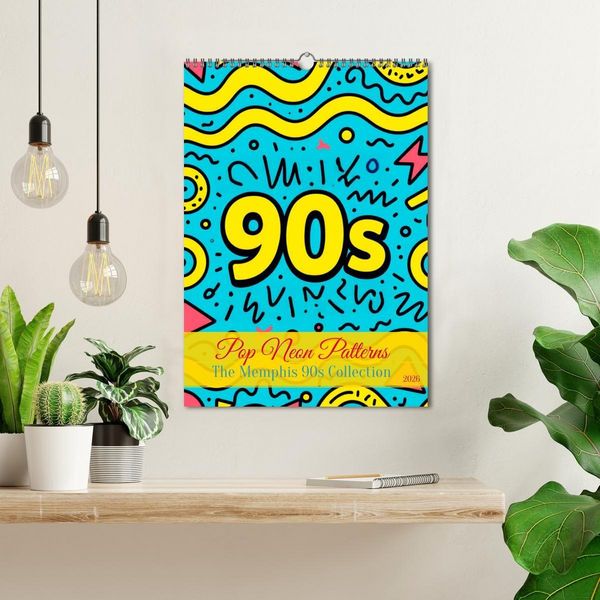 Produktbild: Pop Neon Patterns - The Memphis 90s Collection (Wandkalender 2026 DIN A3 hoch), CALVENDO Monatskalender