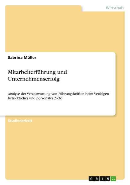 Produktbild: Mitarbeiterf&uuml;hrung und Unternehmenserfolg