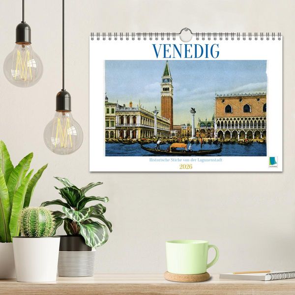 Produktbild: Erinnerungen an das alte Venedig: Historische Stiche von der Lagunenstadt (Wandkalender 2026 DIN A4 quer), CALVENDO Monatskalender