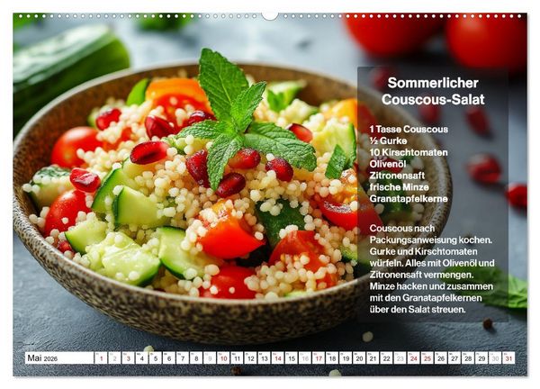 Produktbild: Veganes Soulfood - Leichte vegan Rezepte f&uuml;r jeden Monat (Wandkalender 2026 DIN A2 quer), CALVENDO Monatskalender