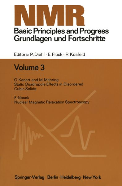 Produktbild: NMR Basic Principles and Progress / NMR Grundlagen und Fortschritte