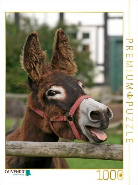 CALVENDO Puzzle lachender Esel | 1000 Teile Lege-Größe 64x48cm Foto-Puzzle für glückliche Stunden