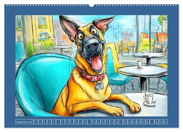 Produktbild: Malinois Fun. Lustige Cartoons vom Diensthund des Jahres! (hochwertiger Premium Wandkalender 2026 DIN A2 quer), Kunstdruck in Hochglanz