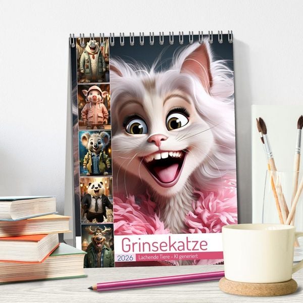 Produktbild: Grinsekatze (Tischkalender 2026 DIN A5 hoch), CALVENDO Monatskalender