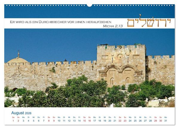 Produktbild: Jerusalem. Kalender mit Bibelworten (Wandkalender 2026 DIN A2 quer), CALVENDO Monatskalender