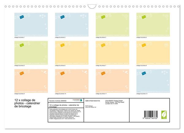 Produktbild: 12 x collage de photos - calendrier de bricolage (Calendrier mural 2026 DIN A3 vertical), CALVENDO calendrier mensuel