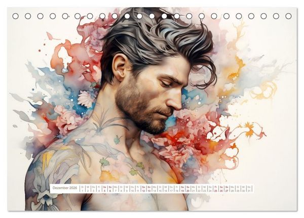 Produktbild: Tattoo trifft Kunst (Tischkalender 2026 DIN A5 quer), CALVENDO Monatskalender