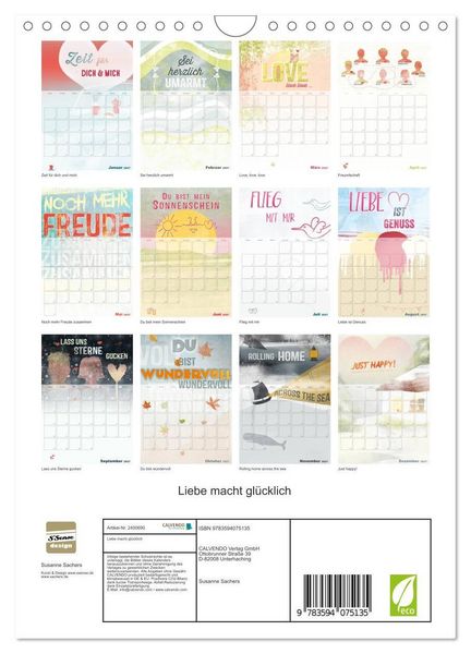 Produktbild: Liebe macht gl&uuml;cklich (Wandkalender 2027 DIN A4 hoch), CALVENDO Monatskalender