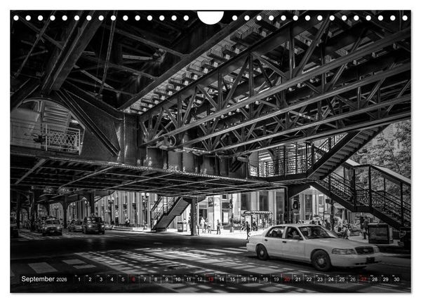 Produktbild: CHICAGO Monochrom (Wandkalender 2026 DIN A4 quer), CALVENDO Monatskalender