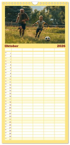 Produktbild: Familienplaner 2026 - Fu&szlig;ball im Blut mit 5 Spalten (Wandkalender, 21 x 45 cm) CALVENDO