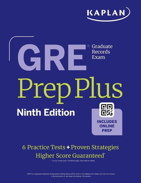 Produktbild: GRE Prep Plus, Ninth Edition (2026): Includes 6 Practice Tests, 1500+ Practice Questions + Online Access to a 500+ Question Bank, Video Tutorials, and Live Class Sessions