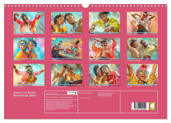 Produktbild: Feiern und Musik - Beschwingt dabei (Wandkalender 2026 DIN A3 quer), CALVENDO Monatskalender