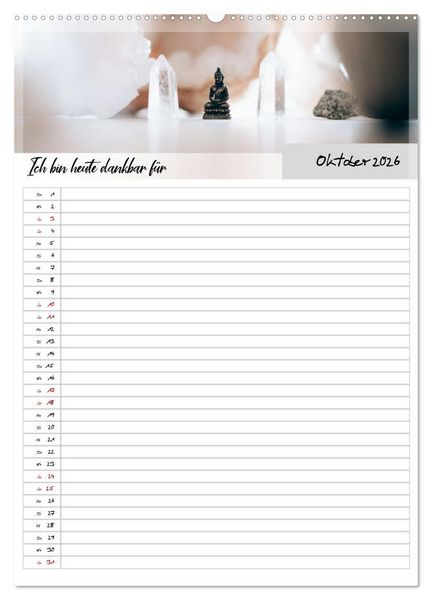 Produktbild: Ich bin dankbar - ein Jahr voller Yoga und Achtsamkeit - Yoga Kalender (hochwertiger Premium Wandkalender 2026 DIN A2 hoch), Kunstdruck in Hochglanz