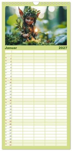 Produktbild: Familienplaner 2027 - Niedliche Naturwesen mit 5 Spalten (Wandkalender, 21 x 45 cm) CALVENDO