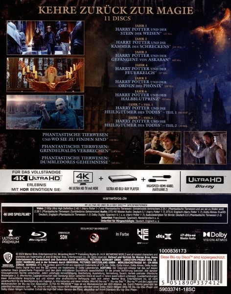 Produktbild: Wizarding World 11-Film Collection (Harry Potter / Fabelhafte Tierwesen) (4K-UHD) [11 BRs]