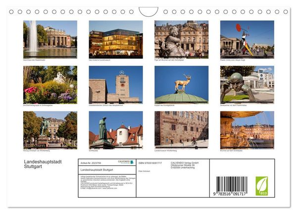 Produktbild: Landeshauptstadt Stuttgart (Wandkalender 2026 DIN A4 quer), CALVENDO Monatskalender