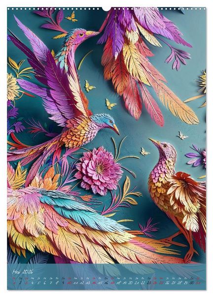 Produktbild: Papierv&ouml;gel - Digitale Kunst (Wandkalender 2026 DIN A2 hoch), CALVENDO Monatskalender