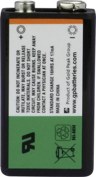 Produktbild: GP GPIND17R9HC1 9V Block-Akku NiMH 170 mAh 9.6V 1St.