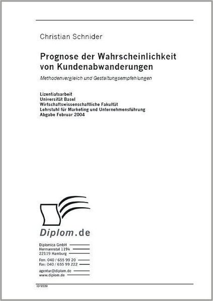 Produktbild: Prognose der Wahrscheinlichkeit von Kundenabwanderungen