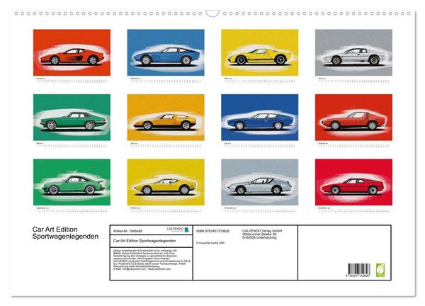 Produktbild: Car Art Edition Sportwagenlegenden (Wandkalender 2026 DIN A2 quer), CALVENDO Monatskalender