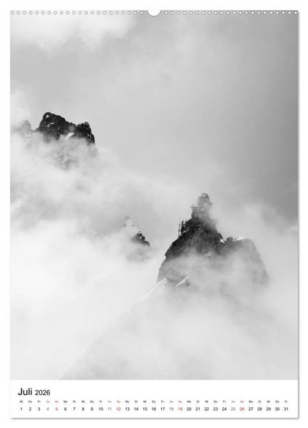 Produktbild: SCHWEIZER ALPEN in Schwarz und Wei&szlig; (Wandkalender 2026 DIN A2 hoch), CALVENDO Monatskalender