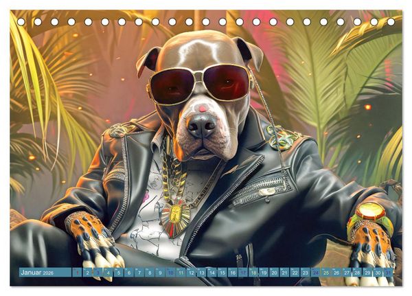 Produktbild: Gangsterhunde - KI-Bilder (Tischkalender 2026 DIN A5 quer), CALVENDO Monatskalender