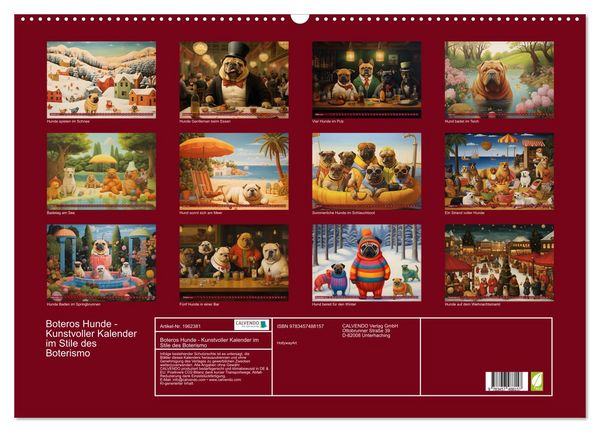 Produktbild: Boteros Hunde - Kunstvoller Kalender im Stile des Boterismo (Wandkalender 2026 DIN A2 quer), CALVENDO Monatskalender