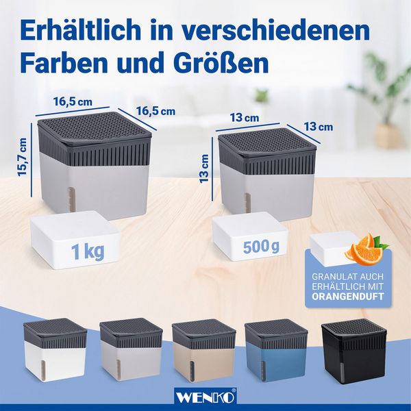 Produktbild: Raumentfeuchter Mod. Cube Grau 500 g, 2er Set, beugt Schimmel und Ger&uuml;chen vor