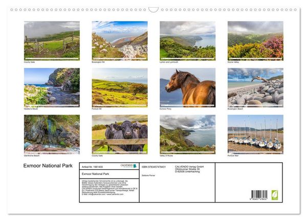 Produktbild: Exmoor National Park (Wandkalender 2026 DIN A2 quer), CALVENDO Monatskalender
