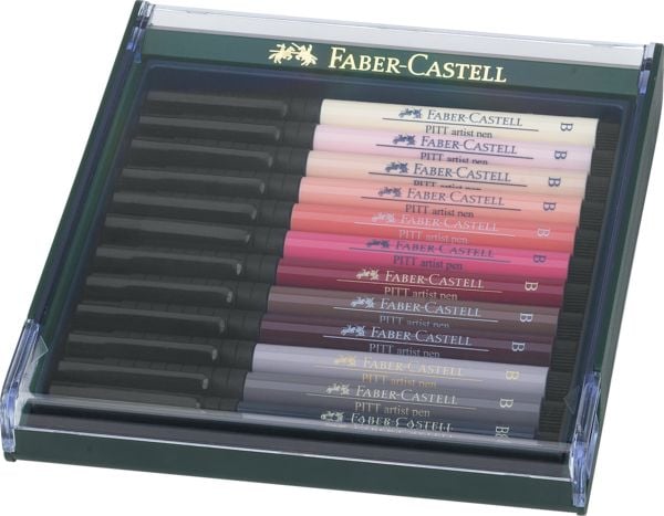 Produktbild: Faber-Castell Tuschestifte Pitt Artist Pens, 12er Set, Hautt&ouml;ne
