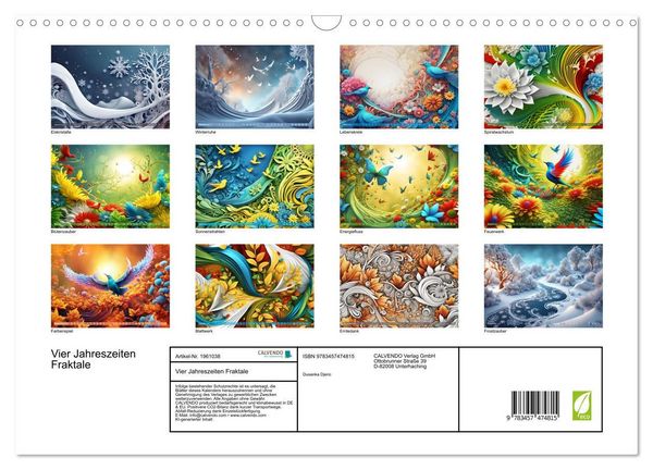 Produktbild: Vier Jahreszeiten Fraktale (Wandkalender 2026 DIN A3 quer), CALVENDO Monatskalender