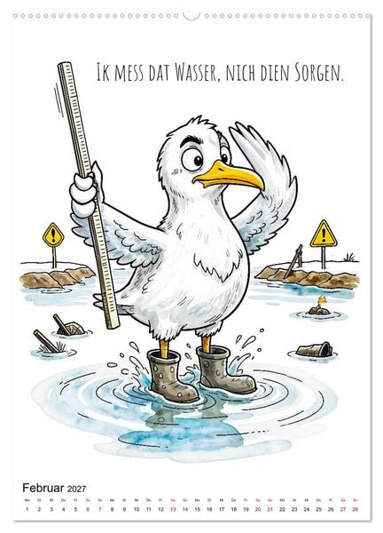 Produktbild: Freche K&uuml;sten‑M&ouml;wen - Lustiger maritimer Cartoon‑Kalender (Wandkalender 2027 DIN A2 hoch), CALVENDO Monatskalender
