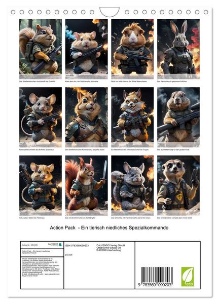 Produktbild: Action Pack - Ein tierisch niedliches Spezialkommando (Wandkalender 2027 DIN A4 hoch), CALVENDO Monatskalender