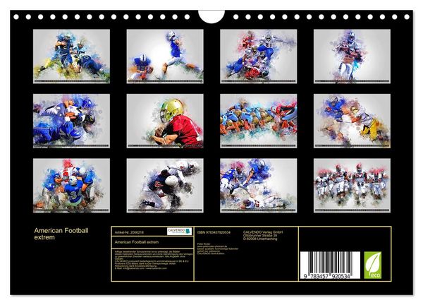 Produktbild: American Football extrem (Wandkalender 2026 DIN A4 quer), CALVENDO Monatskalender