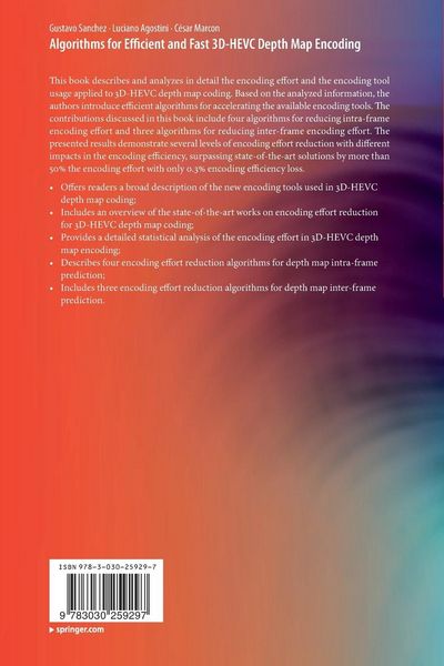 Produktbild: Algorithms for Efficient and Fast 3D-HEVC Depth Map Encoding