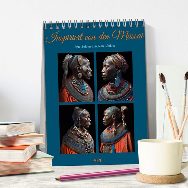 Produktbild: Inspiriert von den Massai, den stolzen Kriegern Afrikas (Tischkalender 2026 DIN A5 hoch), CALVENDO Monatskalender