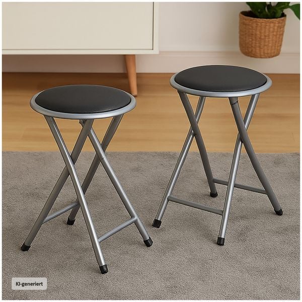 Produktbild: HTI-Living HTI-Living Faltbarer Hocker mit Metallgestell und Kunstleder Sitzh&ouml;he 45 cm klappbar