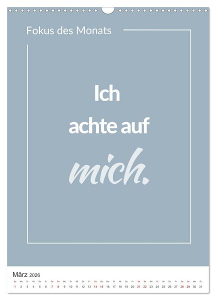 Produktbild: Achtsamkeitskalender: Mehr Achtsamkeit im Alltag mit dem Fokus des Monats (Wandkalender 2026 DIN A3 hoch), CALVENDO Monatskalender