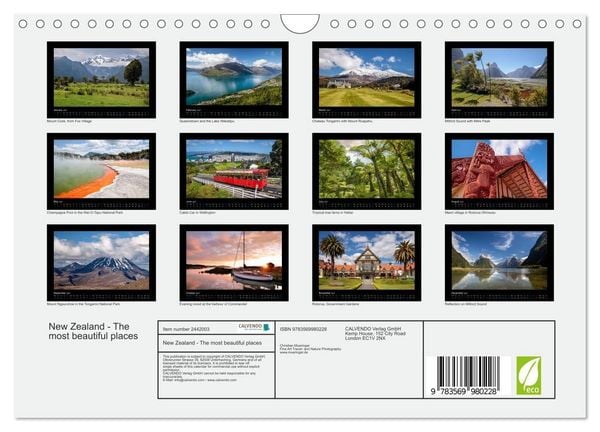 Produktbild: New Zealand - The most beautiful places (Wall Calendar 2027 DIN A4 landscape), CALVENDO 12 Month Wall Calendar
