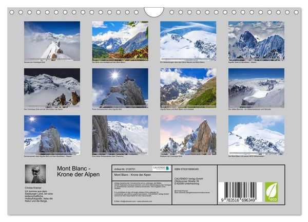 Produktbild: Mont Blanc - Krone der Alpen (Wandkalender 2026 DIN A4 quer), CALVENDO Monatskalender