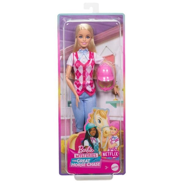 Barbie Mysteries: Das geheimnisvolle Pferdeabenteuer 'Barbie Malibu' Puppe mit Reitkleidung und Zubehör