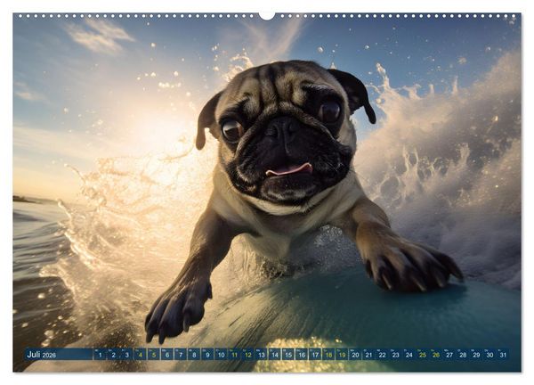 Produktbild: Lustige Mops-Hunde: Die charmanten Meister von Chaos und Unfug (Wandkalender 2026 DIN A2 quer), CALVENDO Monatskalender