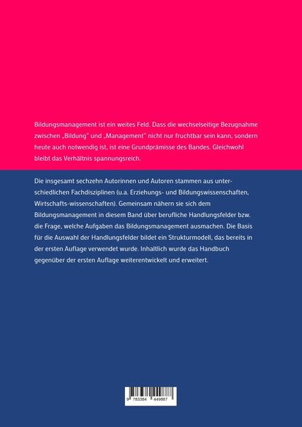 Produktbild: Handlungsfelder des Bildungsmanagements