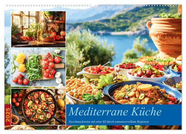 Mediterrane Küche (Wandkalender 2025 DIN A2 quer), CALVENDO Monatskalender